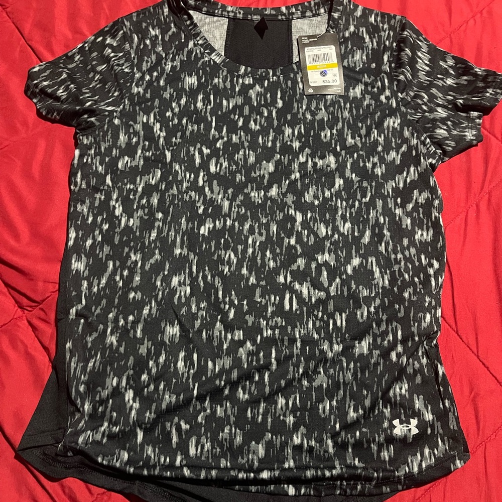Under Armour Black and White Patterned Short Sleeve Tee